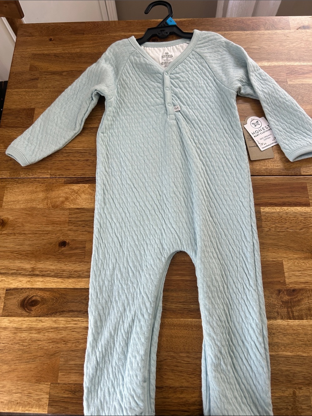 The Honest Company Blue Quilted Matelasse Coverall